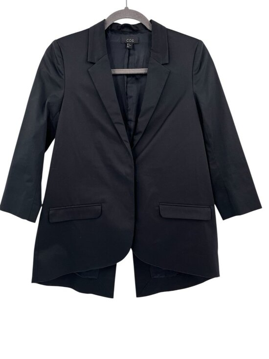 COS Jackets & Blazers - COS Women's Black Sleek Notch Neck Tuxedo Tail Single Button Career Blazer US 2